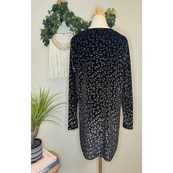 Show Me Your Mumu Black Glitter Velvet Cheetah Toby Swing Dress sz S - Picture 3 of 3